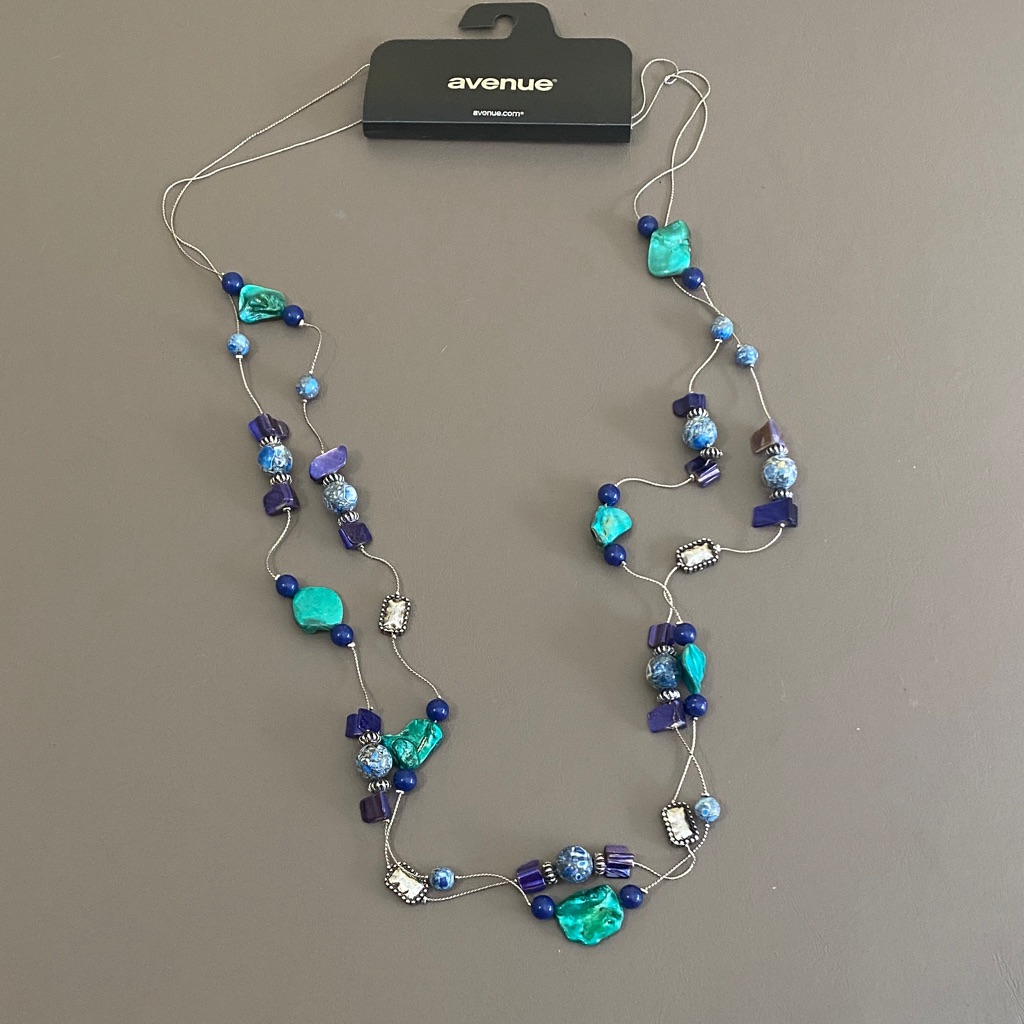 Avenue Turquoise And Silver Beaded Necklace